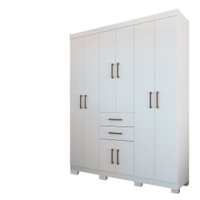 Guarda Roupa Casal com Pés 8 Portas 2 Gavetas Verona Santos Andira Branco