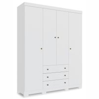 Guarda Roupa Casal   4 portas 3 gavetas Sonata Santos Andira Branco