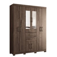 Guarda Roupa Casal com Pés e Espelho 8 Portas 2 Gavetas Verona Santos Andira Ébano