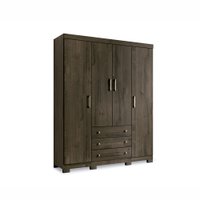 Guarda Roupa Casal   4 portas 3 gavetas Sonata Santos Andira Ébano