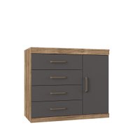 Cômoda Sapateira Havana Plus 1 Porta 4 Gavetas Santos Andirá Atacama/Grafite