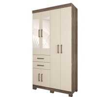 Guarda Roupa Solteiro com Pés e Espelhos 6 portas 2 gavetas Verona Santos Andira
