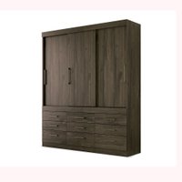 Guarda Roupa Casal 3 Portas Correr 9 Gavetas Click Santos Andira Branco