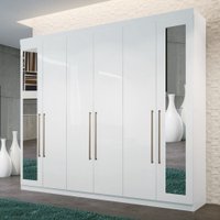 Guarda Roupa Casal com Espelho 6 portas 4 Gavetas Imaginare Santos Andira Branco