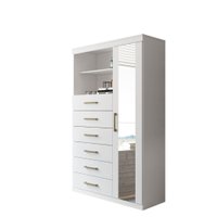 Comoda Multiuso 1 porta 6 gavetas com Espelho Maraba Santos Andira Branco