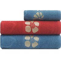 Jogo De Toalhas 3 Peças Banho + Rosto Marcotex Algodão Petala Emcompre - VERMELHO JEANS