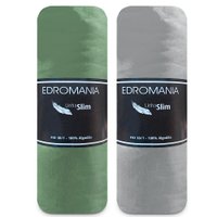 Kit 2 Jogos de Cama Lençol Casal 100 Algodão com Elástico Edromania Emcompre CINZA - VERDE MILITAR