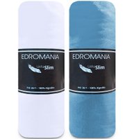 Kit 2 Jogos de Cama Lençol Casal 100 Algodão com Elástico Edromania Emcompre AZUL - BRANCO