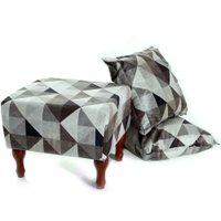 Kit Puff Banqueta 40cm + 2 Almofadas Decorativas 45cm Para Sala BF Colchões - GEOMETRICO
