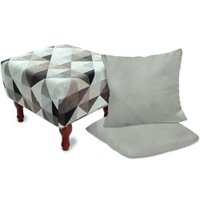 Kit Puff Banqueta 40cm BF Colchões GEOMETRICO + 2 Almofadas Decorativas 45cm Para Sala