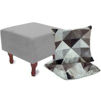 Kit Puff Banqueta 40cm + 2 Almofadas Decorativas 45cm Para Sala BF Colchões - CINZA
