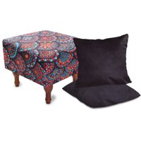 Kit Puff Banqueta 40cm + 2 Almofadas Decorativas 45cm Para Sala BF Colchões - ARABESCO