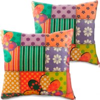 Kit 2 Capas Almofada Decorativa Para Sala com Ziper Suede 45x45 PATCHWORK