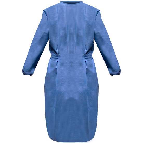 Kit 4 Avental Jaleco Descartável Manga Longa TNT 40Grs AZUL, M