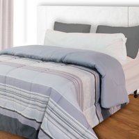 Edredom Casal Antialérgico Dupla Face Estampado 215x190cm LISTRAS CINZA
