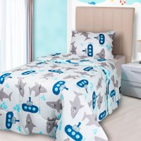 Edredom Infantil Solteiro Antialérgico Estampado 215x150cm TUBARAO