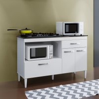 Balcão para Cooktop 05 Bocas Palace Branco 3 Portas 1 Gaveta Kaiki Móveis