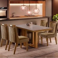 Conjunto Sala de Jantar Mesa Lottus com Tampo MDF e Vidro com 4 Cadeiras Dallas ShopKasa