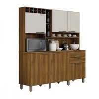 Armário De Cozinha Topázio Nogal com Off White 6 Portas 2 Gavetas Salleto