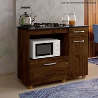 Balcão para Cooktop Violeta 2 Portas 1 Gaveta 5 Bocas Ipê Kaiki Moveis