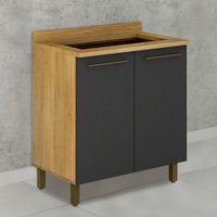 Balcão Cooktop Tarantela Cinamomo com Grafite 2 Portas ValdeMóveis