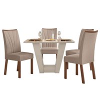 Conjunto Mesa Apogeu 120cm Tampo MDF/Vidro 4 Cadeiras Apogeu
