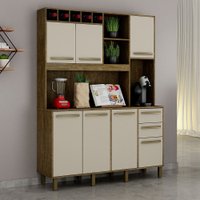 Armário Granada 6 Portas 3 Gavetas Ipê com Off White Valdemóveis