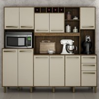 Armário de Cozinha Petra Ipê com Off White 11 Portas 2 Gavetas ValdeMóveis