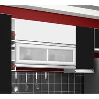 Armário Aéreo 3 Portas 8 Prateleiras e Adega Ébano CHF - Branco com Preto