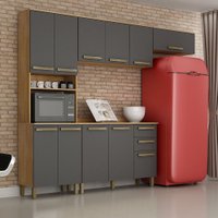 Cozinha Alpes 4 Peças Cinamomo com Grafite ValdeMóveis
