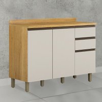 Balcão Turquesa Cinamomo com Off White 3 Portas 2 Gavetas ValdeMóveis
