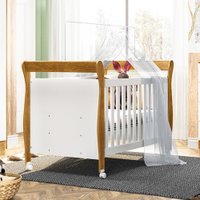 Berço Mini Cama Slim Branco com Ipê 100 MDF Tigus Baby