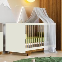 Berço Mini Cama Flocos Off White Madeirado com Ipê Tigus Baby