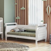 Cama Allegra Capitonê Branco com Courino Branco Tigus Baby