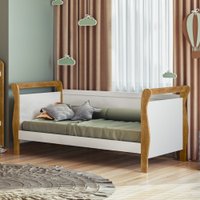 Cama Bella Branco com Ipê em MDF Tigus Baby