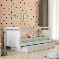 Cama Bella com Auxiliar Branco em MDF Tigus Baby