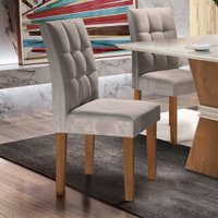 Conjunto De 2 Cadeiras Hobby Chocolate E Suede Pena Cinza Estofadas Cel Moveis
