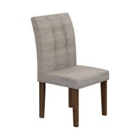 Conjunto Sala de Jantar Mesa Sevilha Tampo de Vidro 4 Cadeiras Vitoria Chocolate com Linho Cinza Cel Moveis