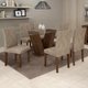 Conjunto Sala de Jantar Mesa Classic Chocolate com Suede Pena Bege Tampo de Vidro e 6 Cadeiras Classic Cel Moveis