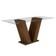 Conjunto Sala de Jantar Mesa Classic Chocolate com Suede Pena Bege Tampo de Vidro e 6 Cadeiras Classic Cel Moveis