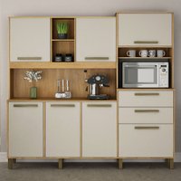 Armário para Cozinha Sena Cinamomo com Off White 7 Portas 2 Gavetas ValdeMóveis