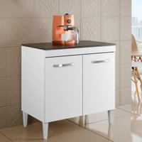 Balcão de Cozinha Madrid Branco com Tampo 2 Portas 1 Prateleira Kaiki Móveis