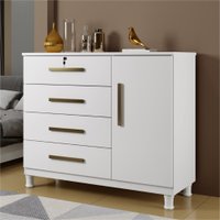 Cômoda 4 Gavetas 1 Porta Elegance Branco Kaiki Móveis
