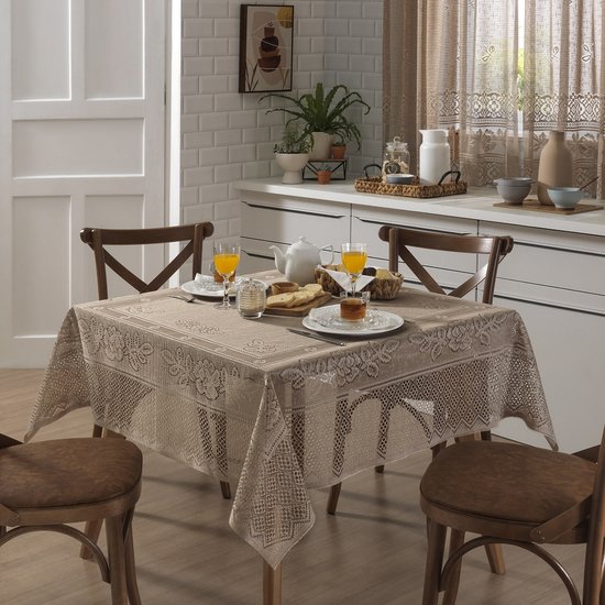 Toalha Mesa Quadrada Renda Interlar Valência Desert 4 Lugares