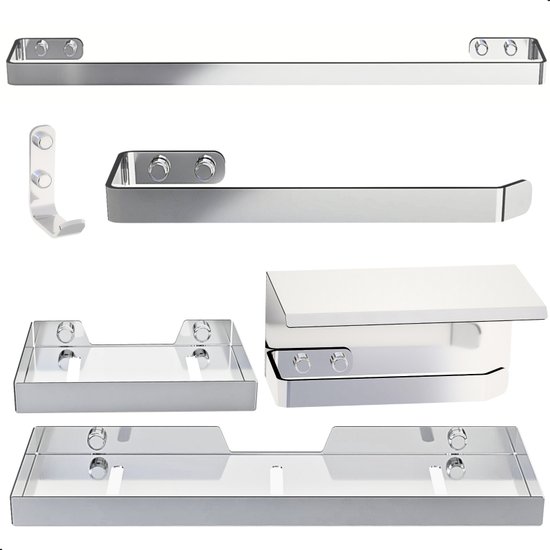 Kit Acessórios Para Banheiro Inox e Cromado 6 Peças MAX