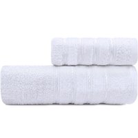 Jogo De Toalhas 2 peças Banho + Rosto 100 algodão Barra Aveludada Monari BRANCO