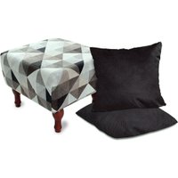Kit Puff Banqueta 40cm BF Colchões + 2 Almofadas Decorativas 45cm Para Sala GEOMETRICO