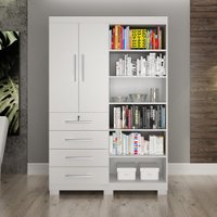 Armário Multiuso Lisboa Branco 2 Portas 4 Gavetas ValdeMóveis