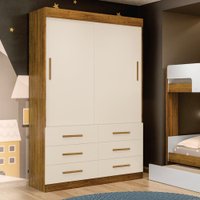 Roupeiro Texas Ypê E Off White Com 2 Portas E 6 Gavetas Tigus Baby