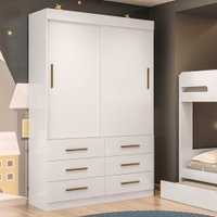 Roupeiro Texas Flex Color Branco E Ypê Com Branco Com 2 Portas E 6 Gavetas Tigus Baby